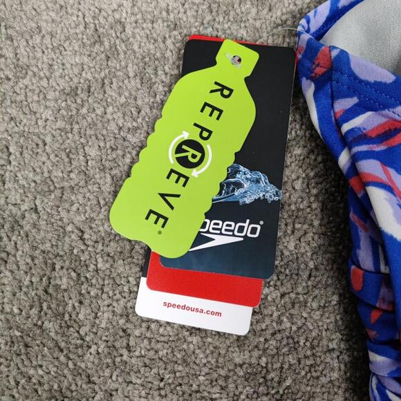 Speedo Endurance Women's Repreve Swimsuit Size 8 Blue Halter - Picture 6 of 15